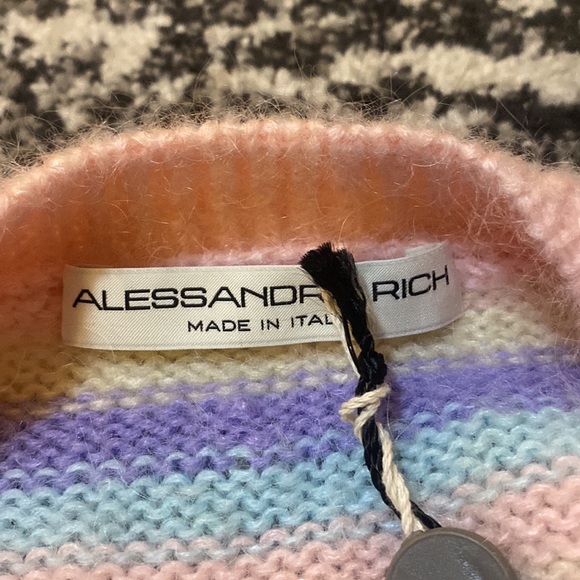 Alessandra Rich Stripe Mohair Knitted Cardigan With Hotfix size 44 - Picture 8 of 9